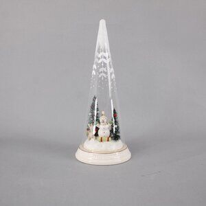 Lenox Snowman Lit Glass Cone Merry And Magic Sledding Lit Glass 11" Glass Cone